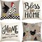 Farmhouse Chicken Home Sweet Home Throw Pillow Covers, 18 x 18 Inch Bless Our Home Seasonal Cushion Case Decoration for Sofa Couch Set of 4